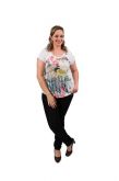 2934Blusa Flamê c/ manga raglã e franzido+estampa sublimação