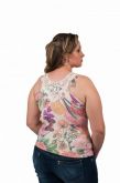2942- Blusa Visco estampada regata com renda nas costas