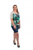2944 - Blusa poliester estampa em sublimação com ombro caído