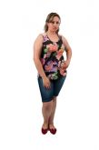 2941- Blusa Visco estampada regata com botões+ renda costas