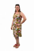 2959- Vestido Visco estampada com franzido busto