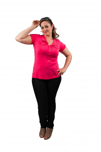 2933- Blusa visco-lycra pólo com falso bolso