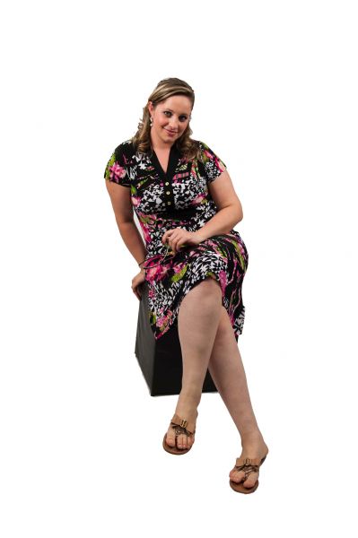 2955- Vestido Liganete com góla e botões