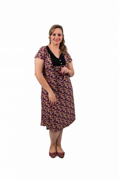 2950- Vestido Liganete com manga e botões