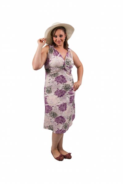2960- Vestido Visco estampada com busto torcido
